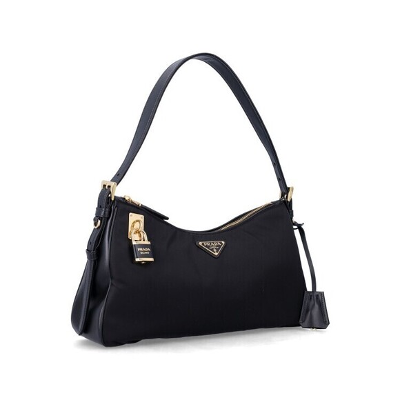 Prada Enameled Triangle Logo Black Nylon Hobo Bag - NWT - Picture 2 of 3